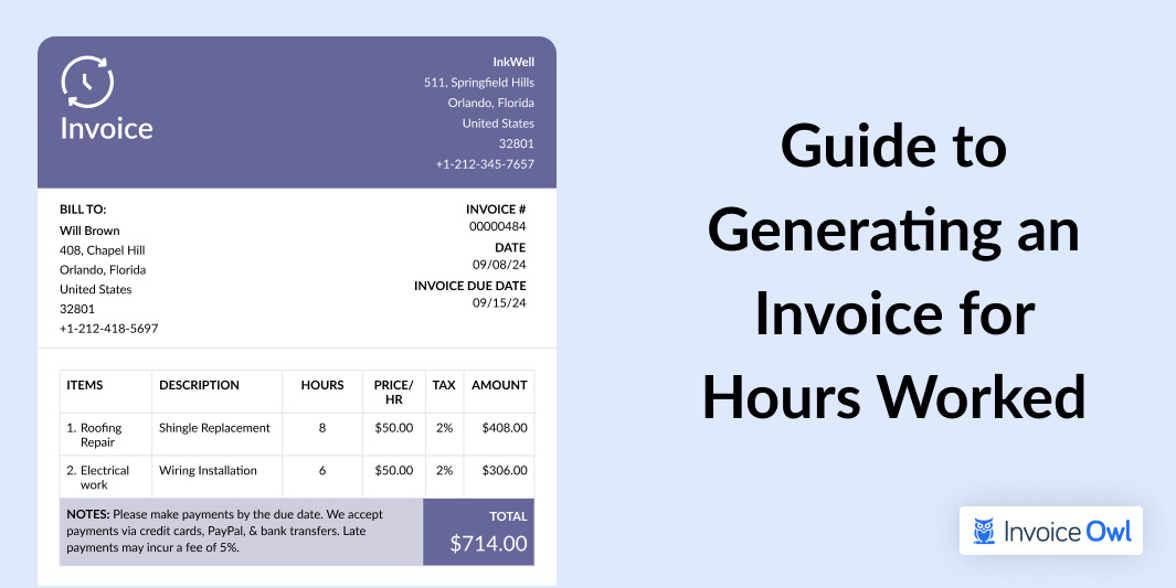 Generate invoice for hours worked