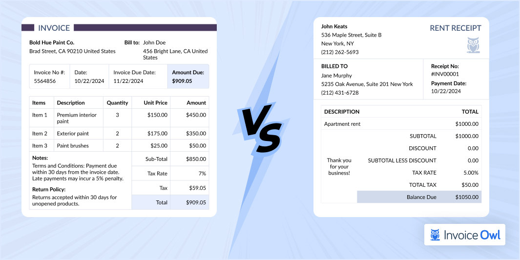 Invoice vs Receipt