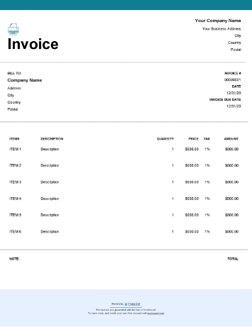 Printable Invoice Template (Word, Excel, PDF, Google Docs)