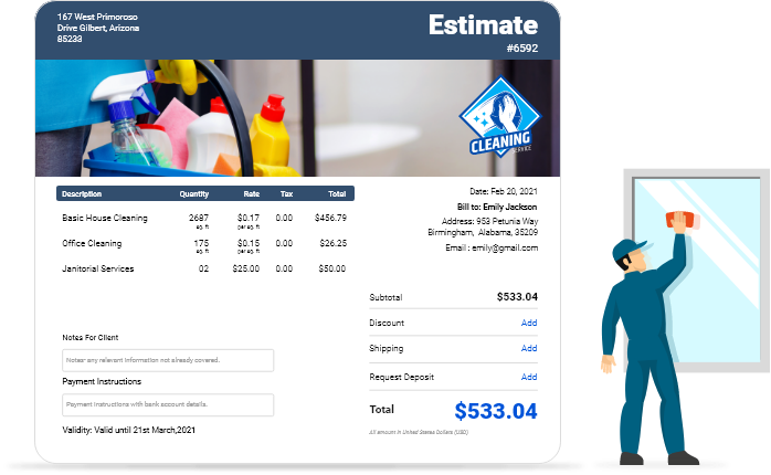 Download Free Cleaning Estimate Template InvoiceOwl