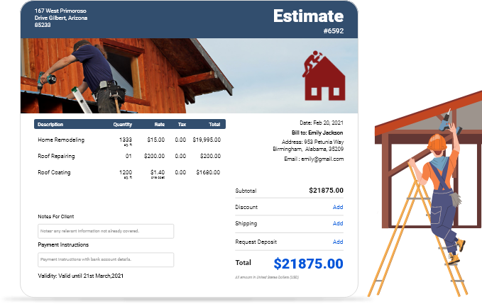 Roofing Estimate Template Word Excel PDF Google Docs 