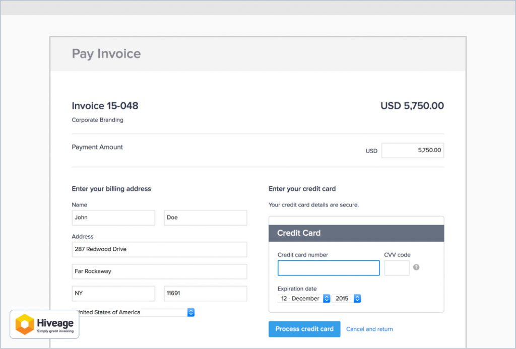 Hiveage invoice generation