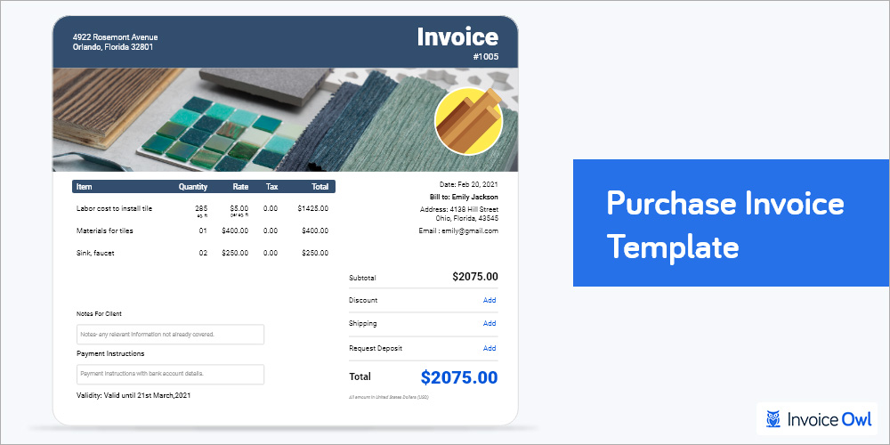 Purchase Invoice Template (Word, Excel, PDF, Google Docs)