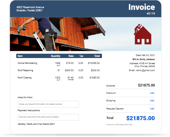 Browse Our Image Of Roofing Company Receipt Template vrogue co