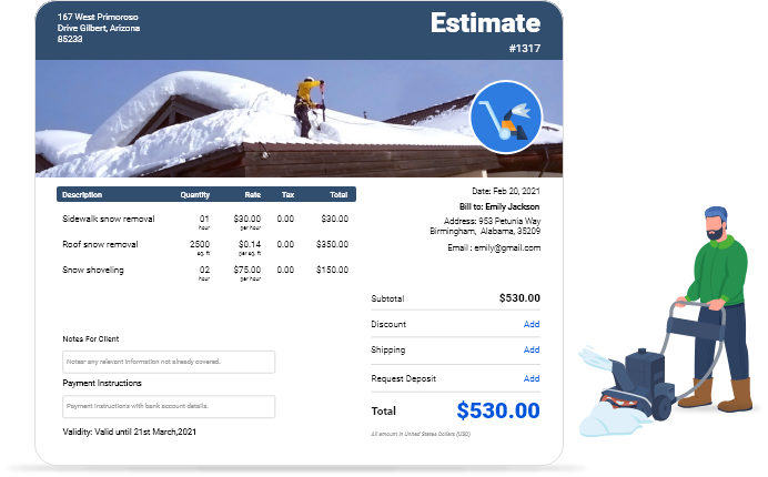 Snow Removal Estimate Template Word Excel PDF Google Docs 