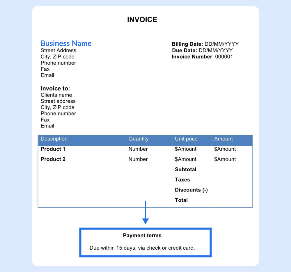 Step 7_ Include payment terms