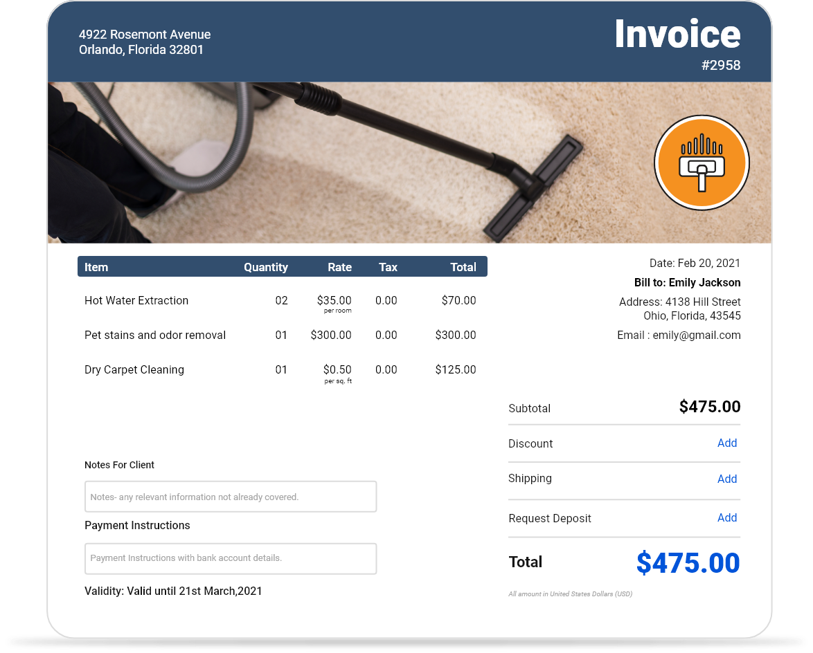 Free Carpet Cleaning Invoice Template Download InvoiceOwl
