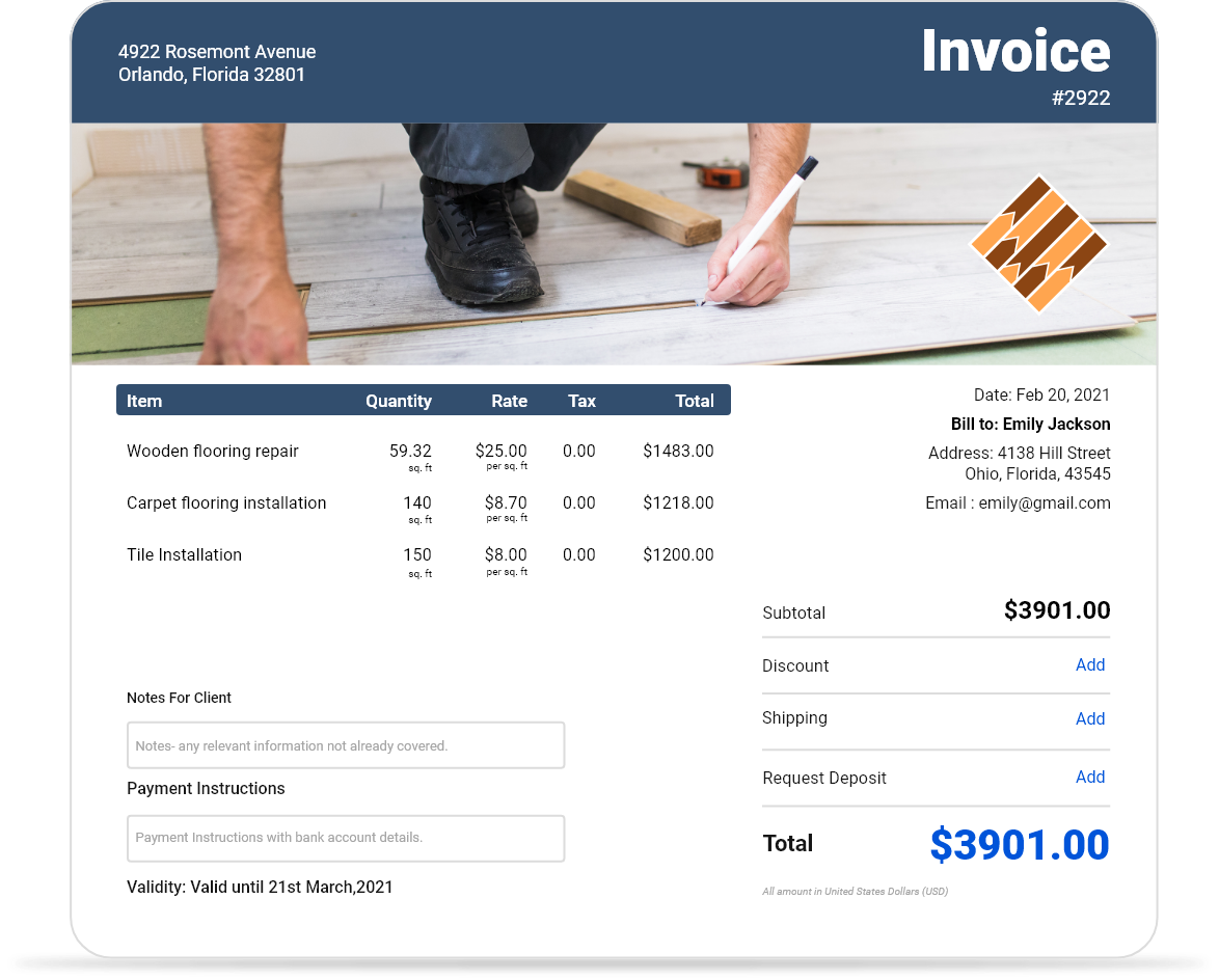 Free Flooring Invoice Template Create Download Instantly