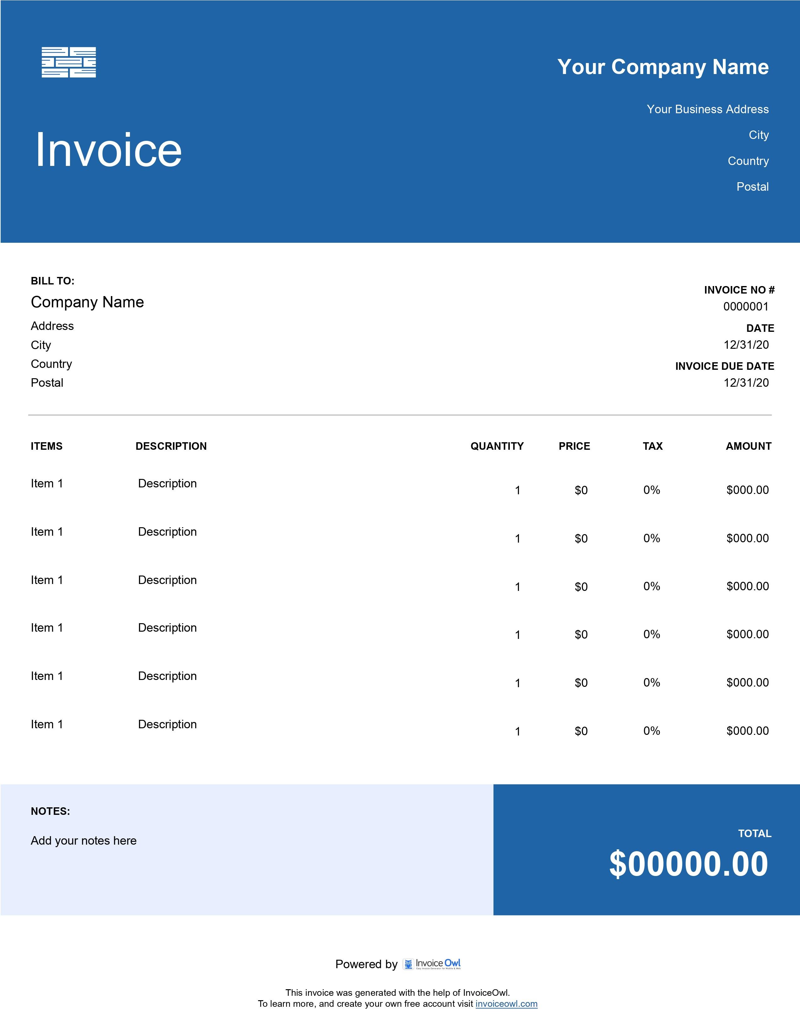 Free Flooring Invoice Template (Word, Excel, and PDF) InvoiceOwl