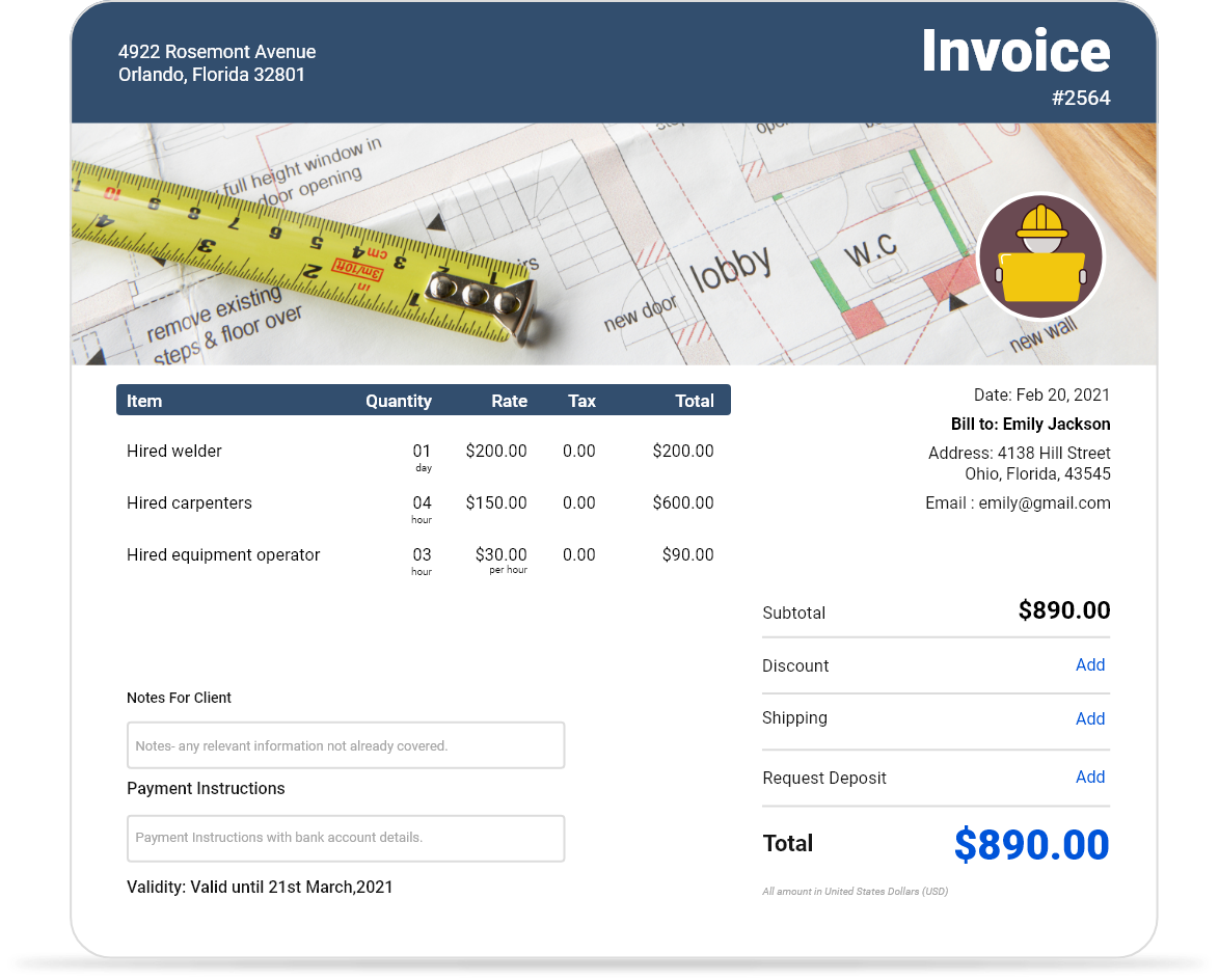 Subcontractor Invoice Template Free Download InvoiceOwl