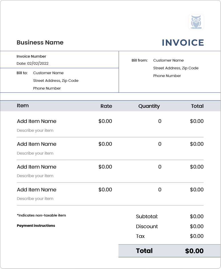 Invoice Template, Create and Send Free Invoices Instantly