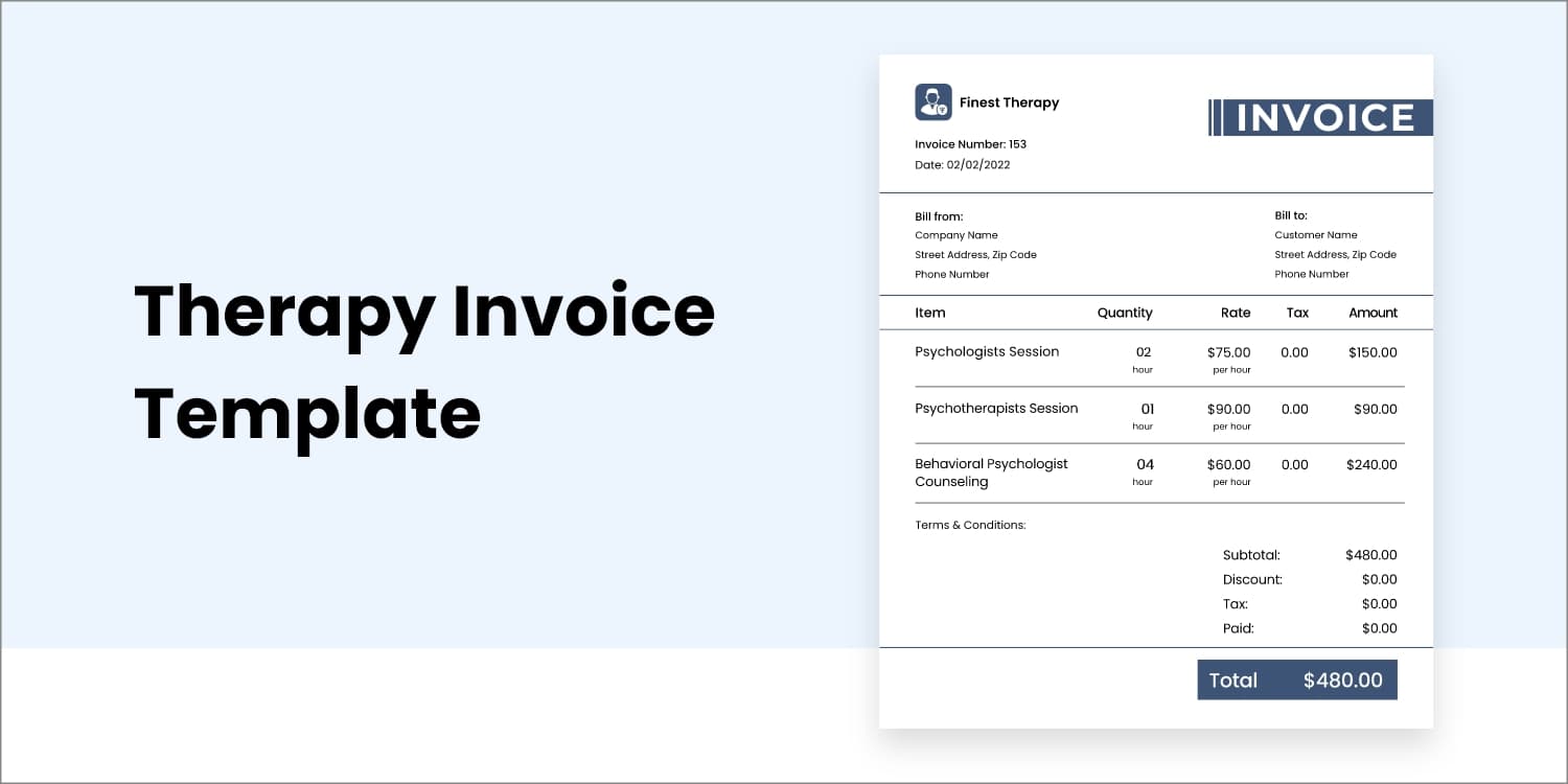 Therapist Invoice Template [Free Download in Word, Excel, and PDF]