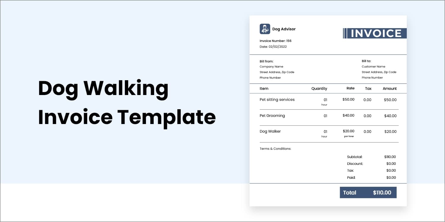 Dog Walking Invoice Template [Free Download] InvoiceOwl