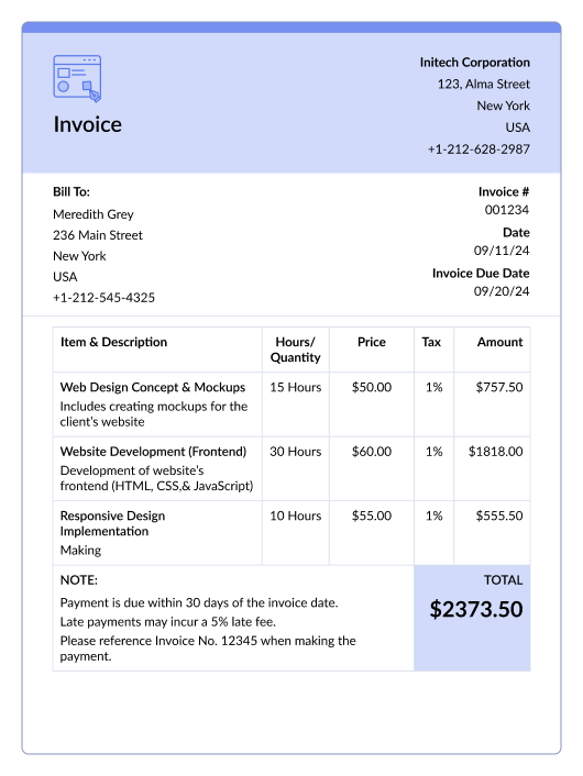 towing invoice template