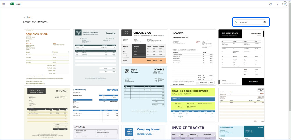 Step 2 - Search for the appropriate templates