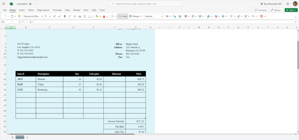 Step 5 - Personalize the invoice