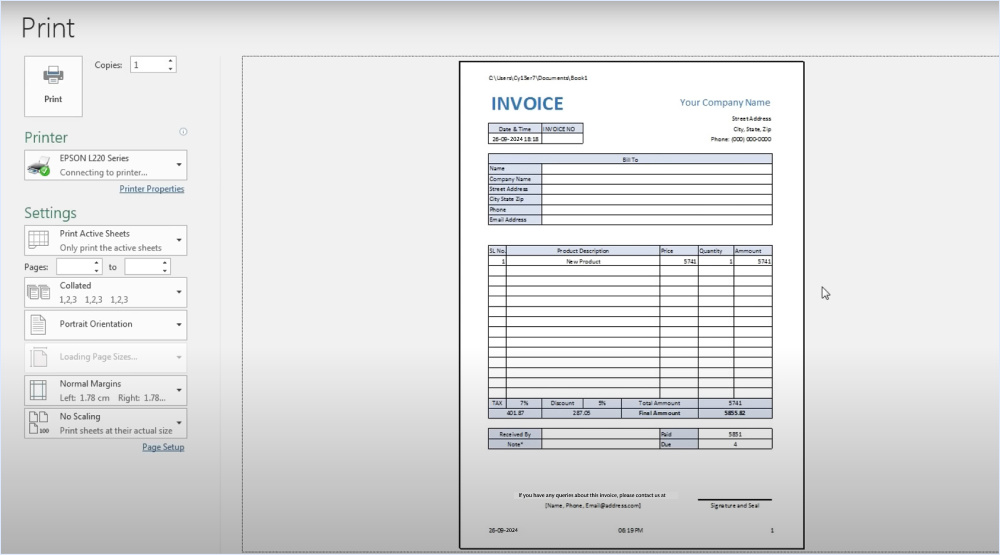 Step 8- Generate invoice from Excel